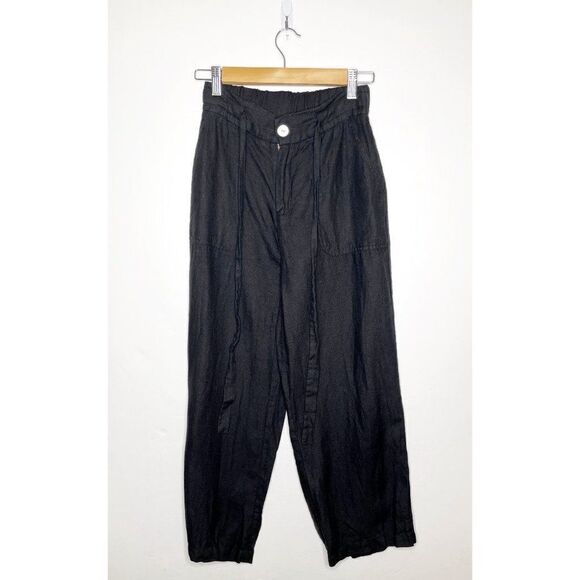 Fifteen Twenty High Waisted Drawstring Crop Wide Leg Pants Black Size XS - Picture 2 of 6